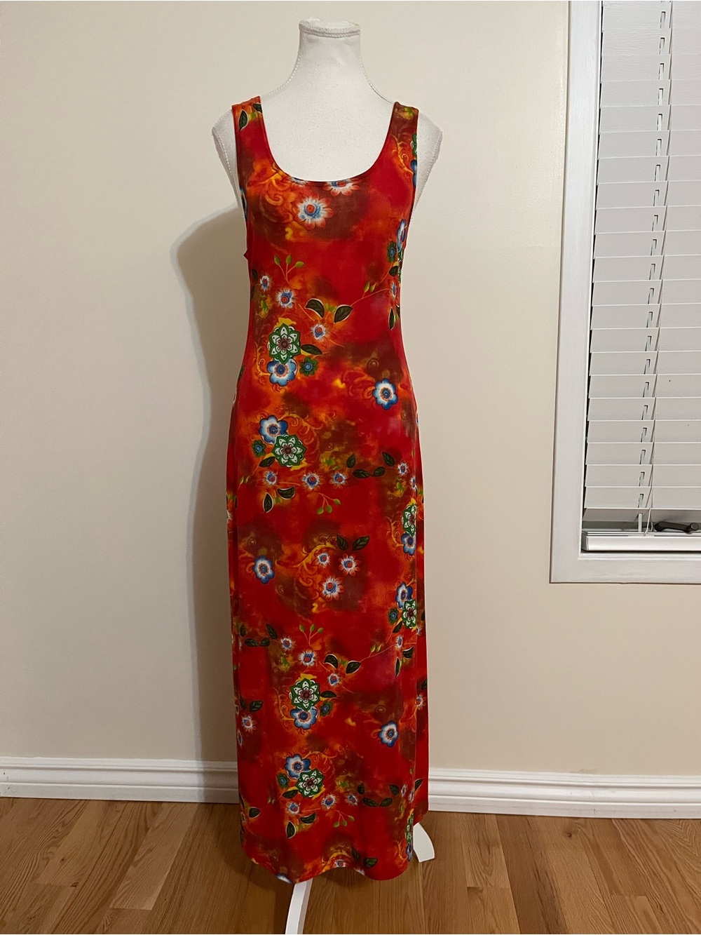 Red Floral Tank Maxi Dress - Unbranded